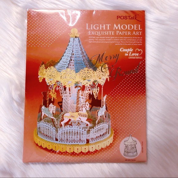 New POSTAlk DIY 3D Paper Craft Light Up Carousel